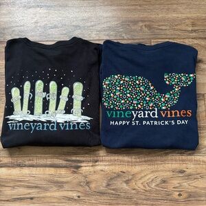 Vineyard Vines Lot Of 2 St. Patrick's Day/Snowboard Long Sleeve Medium T-shirts